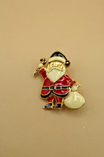 Vintage Enamel Santa Claus Christmas Brooch Pin Gift Collectible - Dut's Deals
