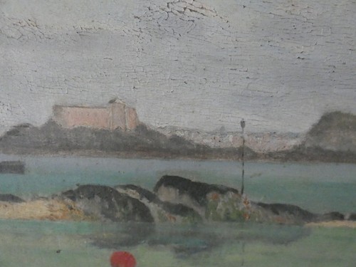 St Malo en 1919 huile sur panneau signé J. Python art déco - Afbeelding 7 van 10