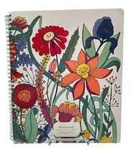 Steel Mill & Co Large Spiral Notebook College Ruled 11x9 Floral Pocket New