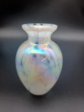 Crowning Touch Collection Iridescent Pearlescent Pastels Glass Bud Vase 5" Tall 