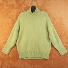 MOUSSY Sweater Womens Green Pullover Turtleneck Chunky Knit Thumbhole One Size