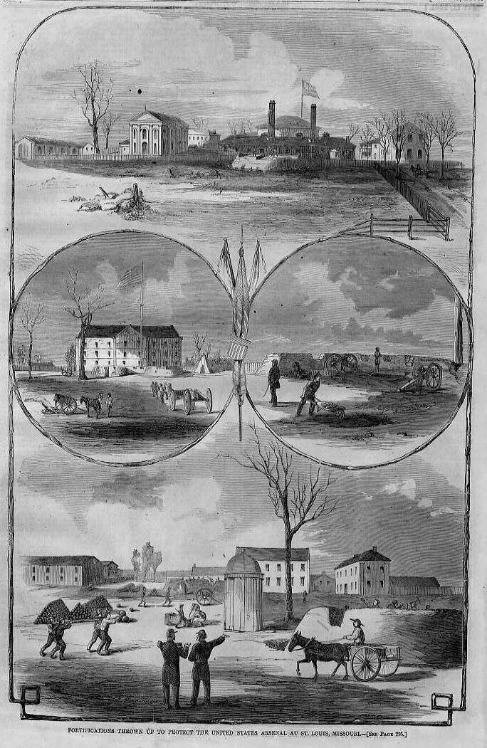 CIVIL WAR 1861 ST. LOUIS MISSOURI UNITED STATES ARSENAL FORTIFICATION PROTECTION