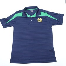Champion Polo Shirt Men's Small Blue Green Collared Notre Dame Fighting Irish
