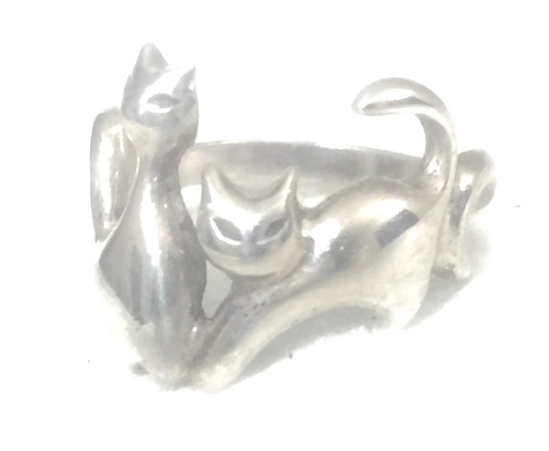 Vintage Cat Ring Kitten Sterling Silver Pinky Girls Southwest Size 6
