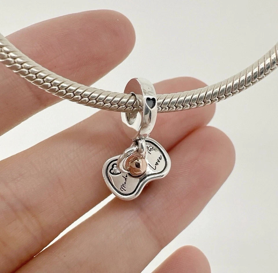 Sterling Silver 925 New Mum Baby Girl Boy Arrival Dummy Pacifier Dangle Charm - Image 4 of 4