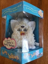 See Package Rare Vintage Furby Babies 1999 Curly Lamb White Fur Blue Eyes