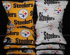 8 ALL WEATHER CORNHOLE BEANBAGS made w PITTSBURGH STEELERS Fabric