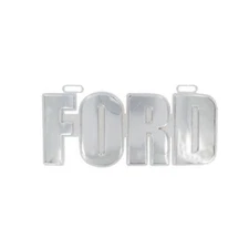 Chroma 1714 Cast Aluminum Chrome Finish Front Tag with bold print Ford logo