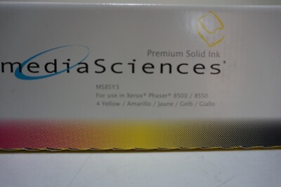 Media Sciences MS85Y3 Yellow Ink Stick for Xerox Phasers - Sealed in Box (4 ct)