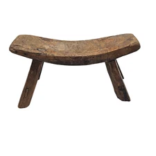 Antique Asian Wooden Takamakura Headrest Pillow Rustic Chinese Japanese Elm 12"