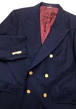 Gucci Uniform Blazer Navy Wool Mohair Gold Buttons Men  s US 44 altered sleeves