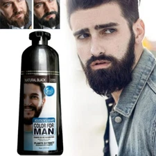 Mokeru Mens Beard Hair Color Dye Shampoo Natural Mustache Dying Black 200ml
