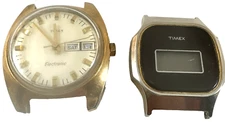 Vintage Timex Watch Faces, Parts Only, Analog/Digital, Lot of 2, used (D1)