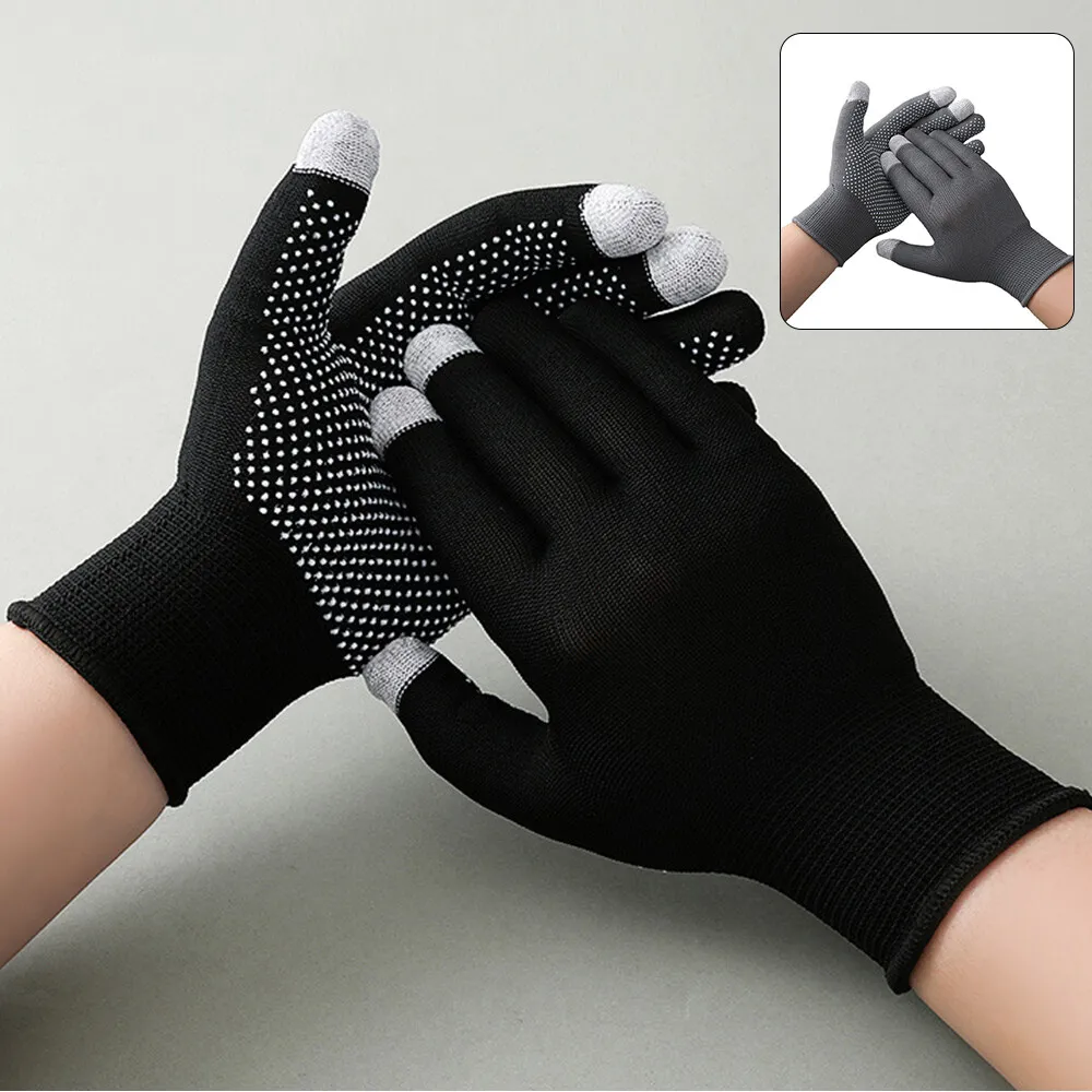Men Thin Knitting Gloves Non-Slip Women Touch Screen Breathable Cycling  Mittens