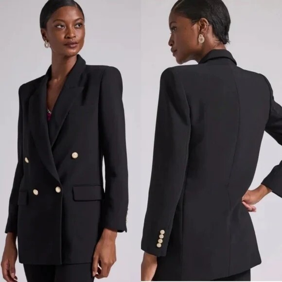 Generation Love Max Crepe Blazer Jacket Black Gold Buttons Size XL NWT $415