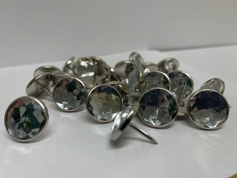 DIAMANTE BUTTONS CRYSTAL GLASS BUTTON NAIL BACK UPHOLSTERY FOR SOFA BEDS CHAIRS - Image 4 of 4