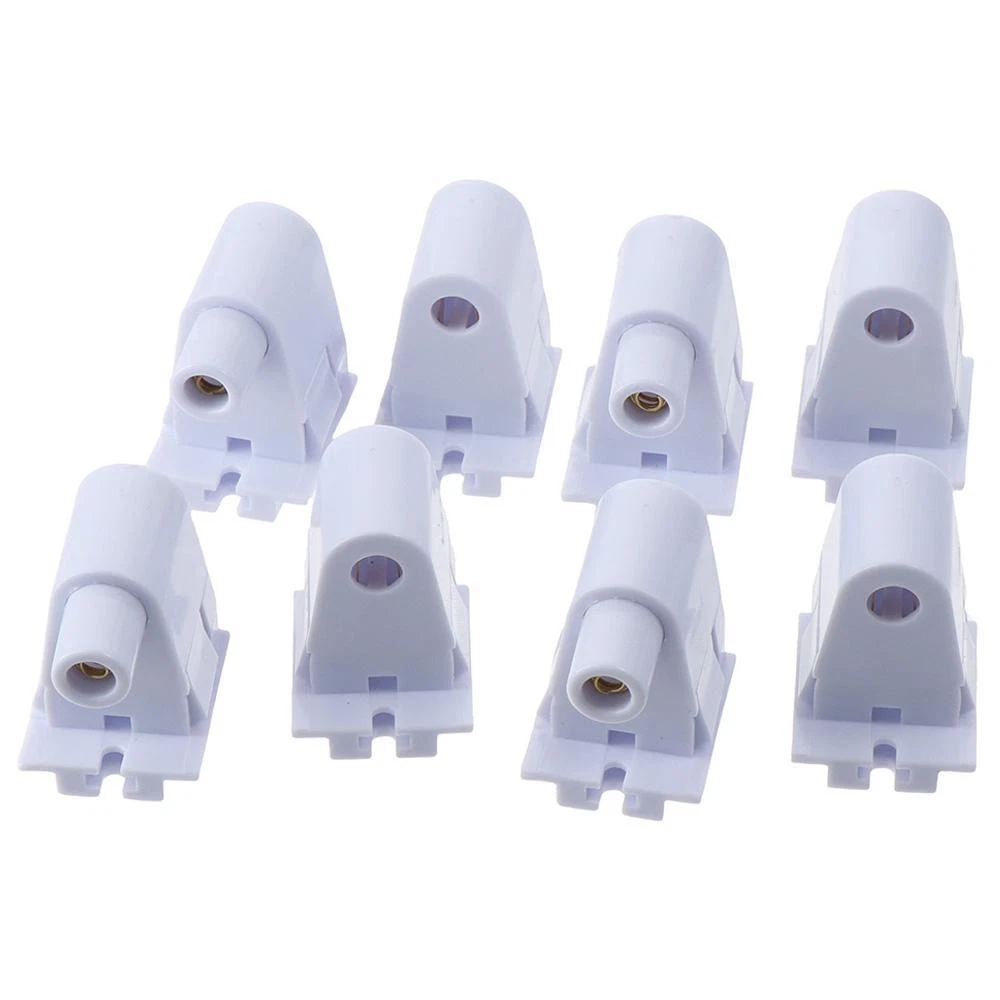 4 Pairs White FA8 Tombstone Socket Connector Fluorescent Tube Light
