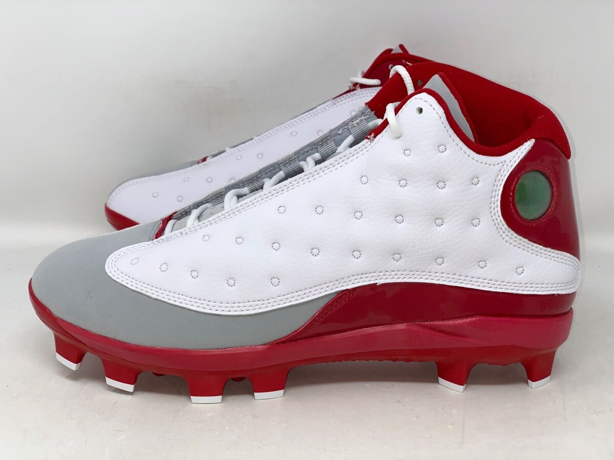 Air Jordan 13 MCS 'Cherry Red' White Baseball Cleats, Size Air Jordan 13 MCS 'Cherry Red' White Baseball Cleats, Size