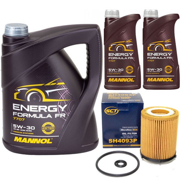 MotoröL Set Mannol 5W30 API SN 7 Liter + ÖLfilter FüR Mercedes C-Klasse SLC GLC-image