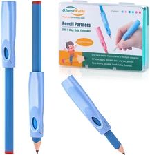 Ergonomic Pencil Grip, Extender & Cap 3 in 1, Silicone Pencil Partners Pack of 6