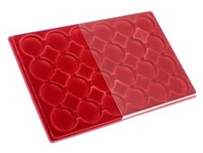 PO24 Red Coin Tray for Coins or Medals + Cover / 5� - Compartment 45mm Britannia