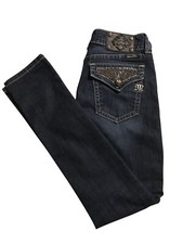 Miss Me Skinny Stretch Low Rise Rhinestone Pockets sz 27 Waist 28"