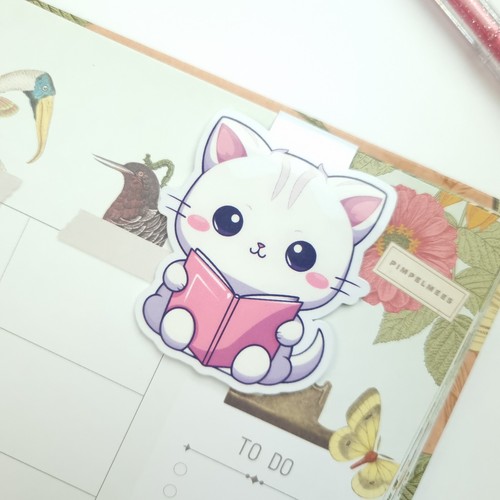 Magnetic Bookmark Cute Cat Kawaii Girls Gift Back to School Bookworm Book Lover - Imagen 6 de 6