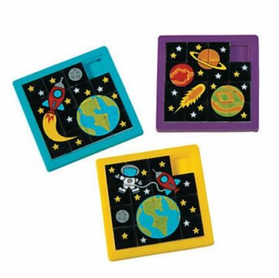 Pack of 4 - Space Theme Slide Puzzles - Planets Party Bags Favours Fillers