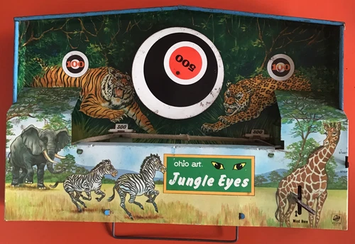 Vintage 1950s Tin Toy Shooting Range Ohio Art Jungle Eyes Rare Retro Game Childs
