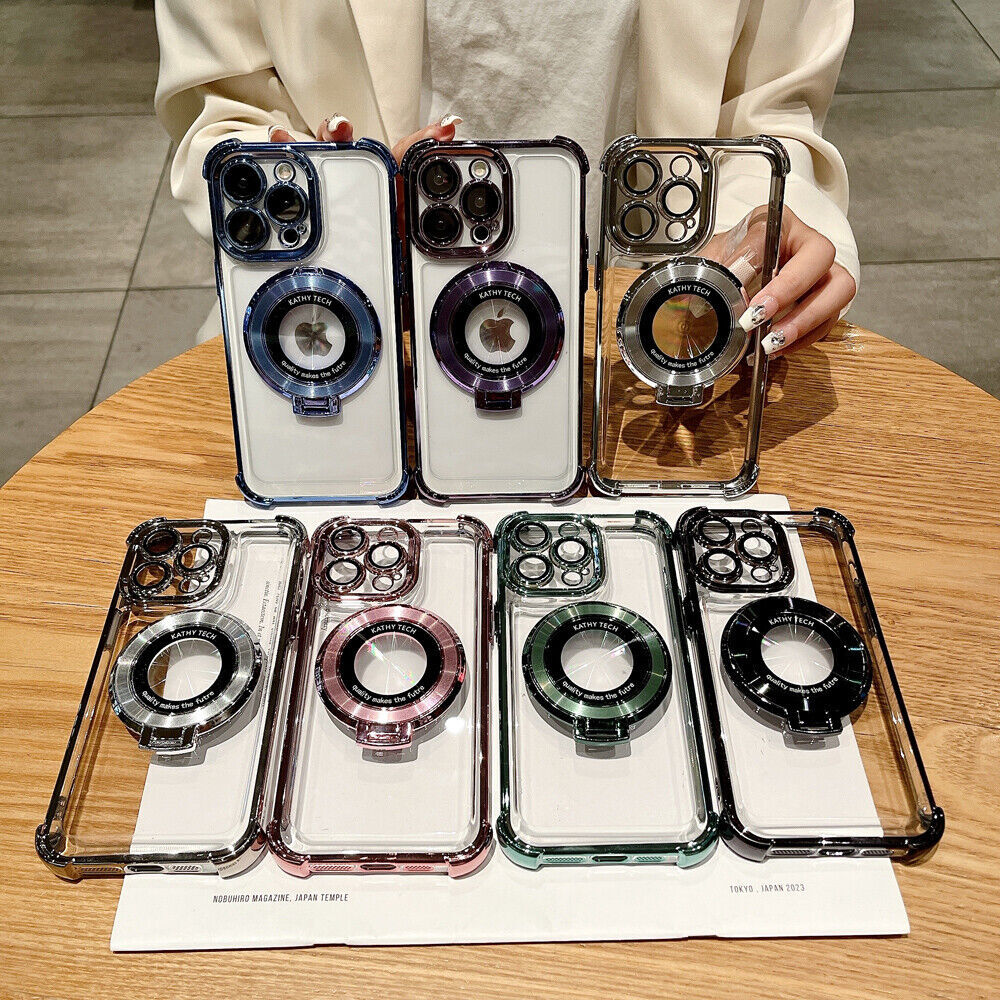 Drop-Proof Transparent Phone Case with Stand for iPhone 15 Pro Max 14 13 12 11