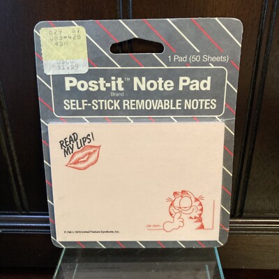 VTG Garfield POST-IT Note Pad Paper  Read My Lips  New Sealed 50 Sheets USA Made