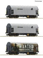 TT 3Er Set Schiebeplanenwagen Captrain Ep.Vi Roco 6680023 Neu