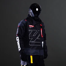 Unisex Cyberpunk Parka Jacket Windproof Streetwear – TECHRACER Wraith Black
