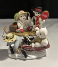 VTG 1998 lot 2 Coca-Cola Polar Bear Cubs Ornaments HN0603 & H72055 Fish Picnic