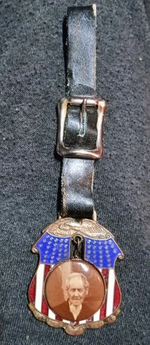 Civil War Reunion Vet Photo Watch Fob c1908-12 w Celluloid Photo Portrait