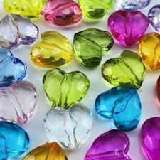 50pcs Acrylic Heart Beads Heart Shape Loose Bead for Making 20mm Mix Colors