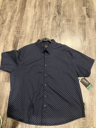 New-Men’s KENNETH COLE Short Sleeve/button Up Blue Shirt. Regular Fit. Sz 4x