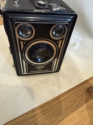 Agfa Synchro Box Kamera mit Ledertasche