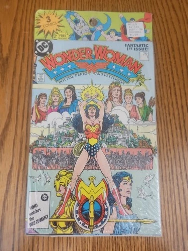 Vintage Comic Book Sealed WONDER WOMAN Issue #1.#2. #3.Set (1987) W/8 CARDS