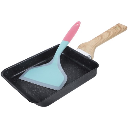 Sartén de desayuno multifunción de hierro fundido con espátula de silicona para uso diario