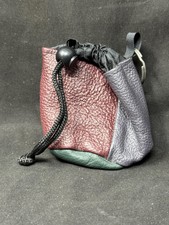 Antique-Style Multi-Color Leather Tobacco Pouch, Compact Travel Format c.