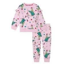 The Grinch Dr Seuss Printed Jogger Pant Sweatshirt Set Pink Toddler Size 4T NWT