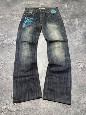 Vtg John Galliano Y2K Flare Jeans Rhinestone Embroidered Denim Ittierre SZ 28