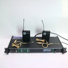 AD4D Digital Wireless 2 Microphone System Beige Earset Headset Mics