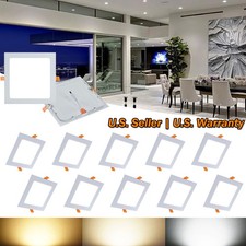 10X 12W 6-Inch Square Natural White Dimmable LED Recessed Ceiling Light Fixture