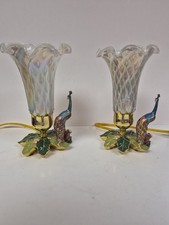 Rare Vintage Peacock Tiffany Style Lamps