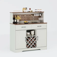 Coffee Bar Cabinet with LED Light Farmhouse Large Kitchen