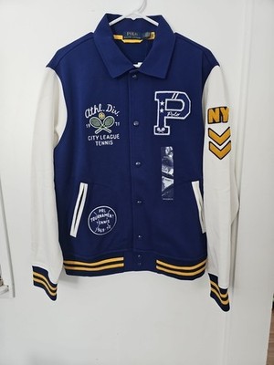 NWT Polo Ralph Lauren Fleece Letterman Jacket Tennis New York Size