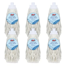 Refill for Cotton Floor Wet String Mop 6 Pk - Super Absorbent Heavy Duty LOLA