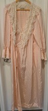 Vtg Christian Dior Lingerie Neiman Marcus Pink Lace Peignoir Robe Set READ